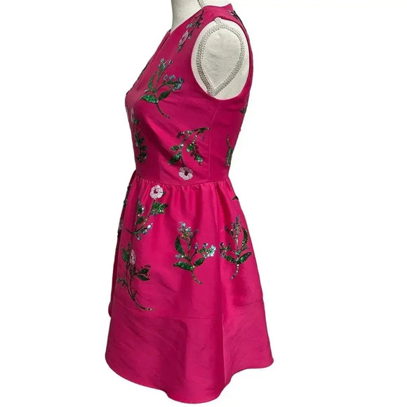 Kate Spade Fit and Flare Floral Embellished Pink Women's Dress Size 00 - Picture 14 of 16